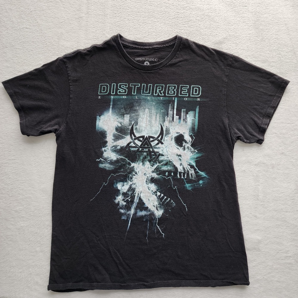 Disturbed Evolution Tour 2019 Shirt Mens M Black‎ Graphic Band Tee Heavy Metal